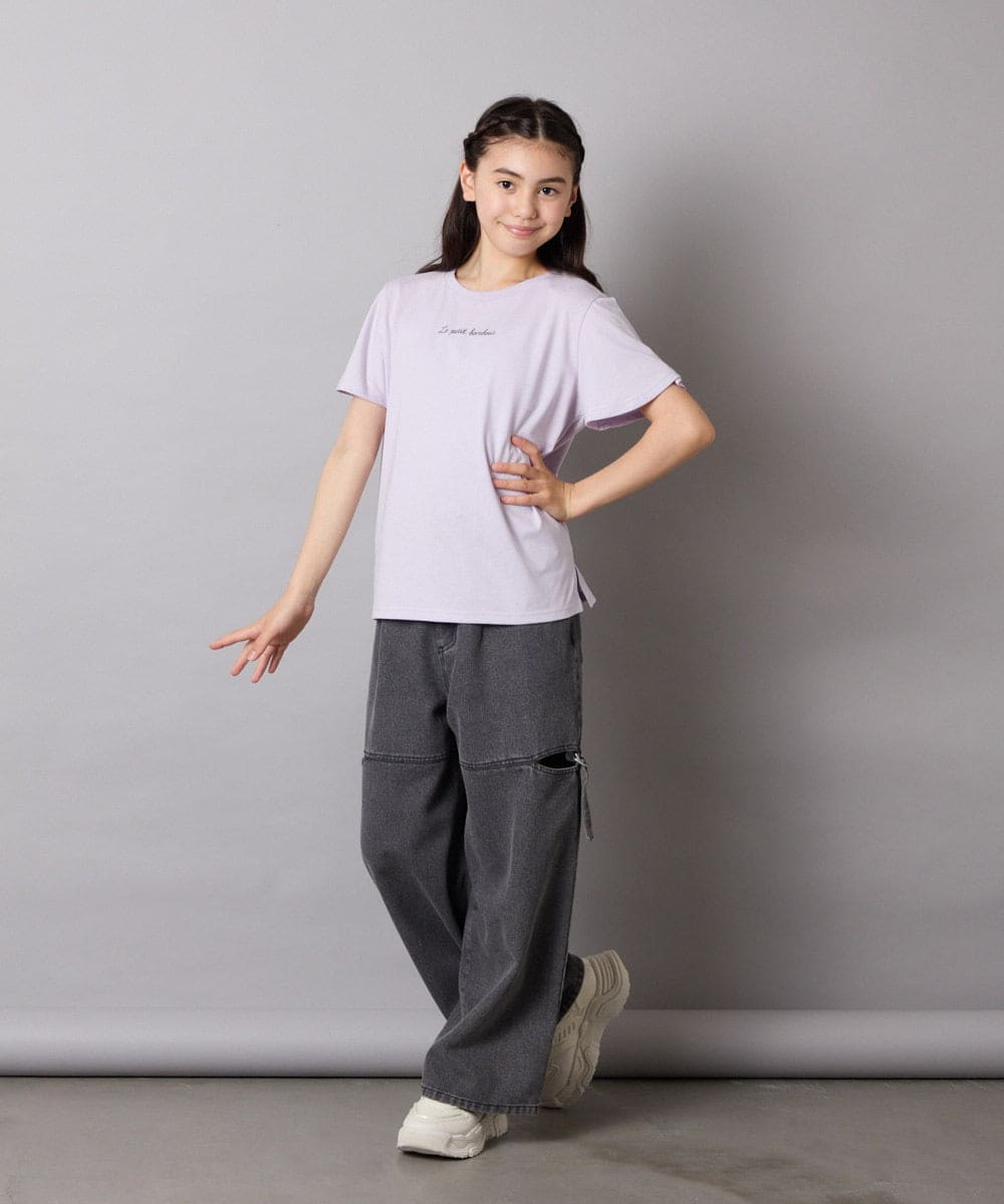 KJKGA20009 a.v.v KIDS(アー・ヴェ・ヴェ) [100-160]【WEB限定/接触冷感】フレアスリーブプチロゴTシャツ ホワイト