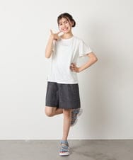 KJKGA20009 a.v.v KIDS(アー・ヴェ・ヴェ) [100-160]【WEB限定/接触冷感】フレアスリーブプチロゴTシャツ ホワイト