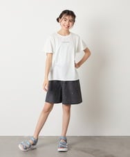 KJKGA20009 a.v.v KIDS(アー・ヴェ・ヴェ) [100-160]【WEB限定/接触冷感】フレアスリーブプチロゴTシャツ ホワイト