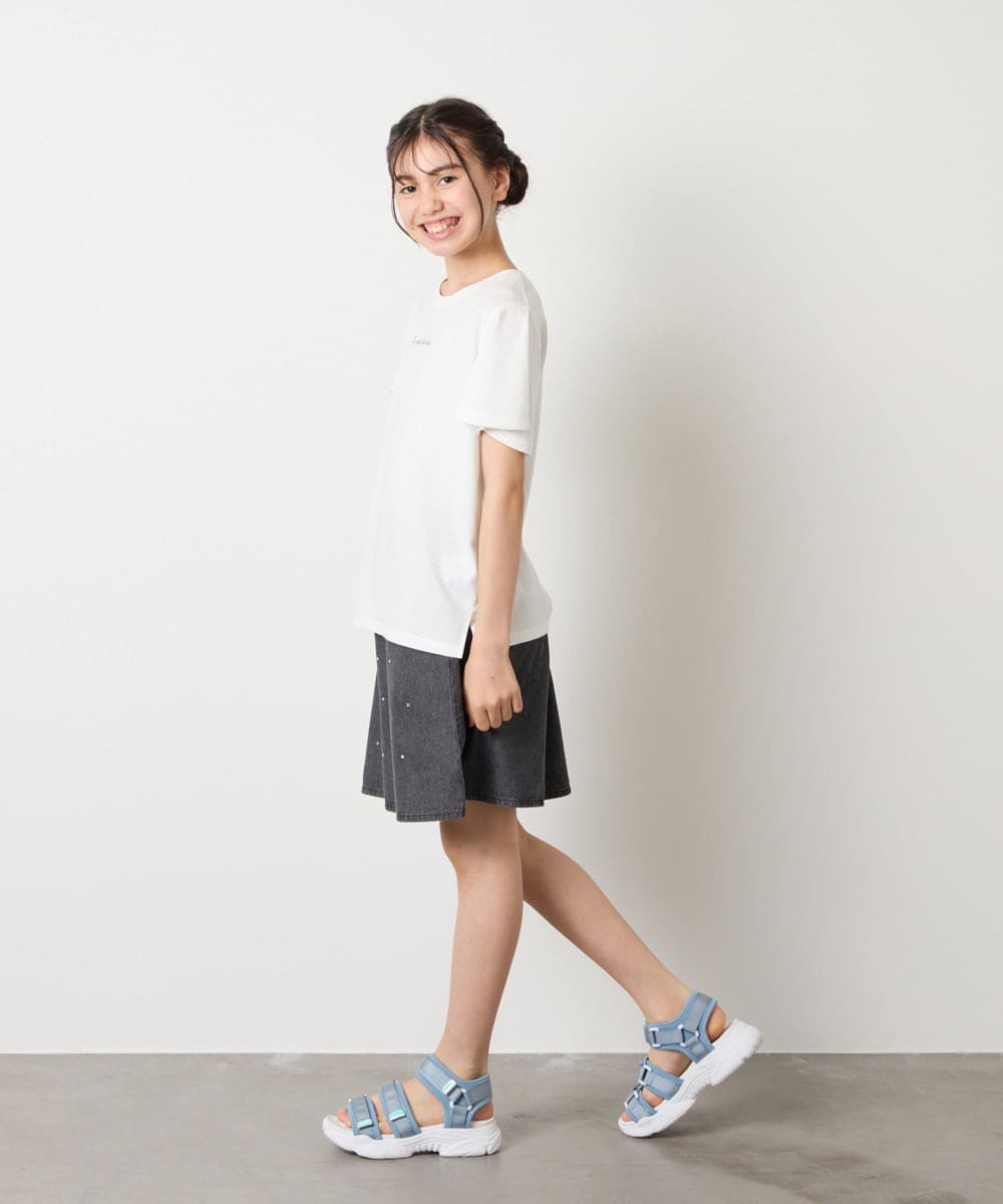 KJKGA20009 a.v.v KIDS(アー・ヴェ・ヴェ) [100-160]【WEB限定/接触冷感】フレアスリーブプチロゴTシャツ ホワイト