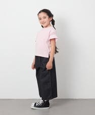 KJKGA23016 a.v.v KIDS(アー・ヴェ・ヴェ) [100-130]シアーギンガムキリカエスリーブＴシャツ ピンク