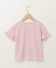 KJKGA23016 a.v.v KIDS(アー・ヴェ・ヴェ) [100-130]シアーギンガムキリカエスリーブＴシャツ ピンク