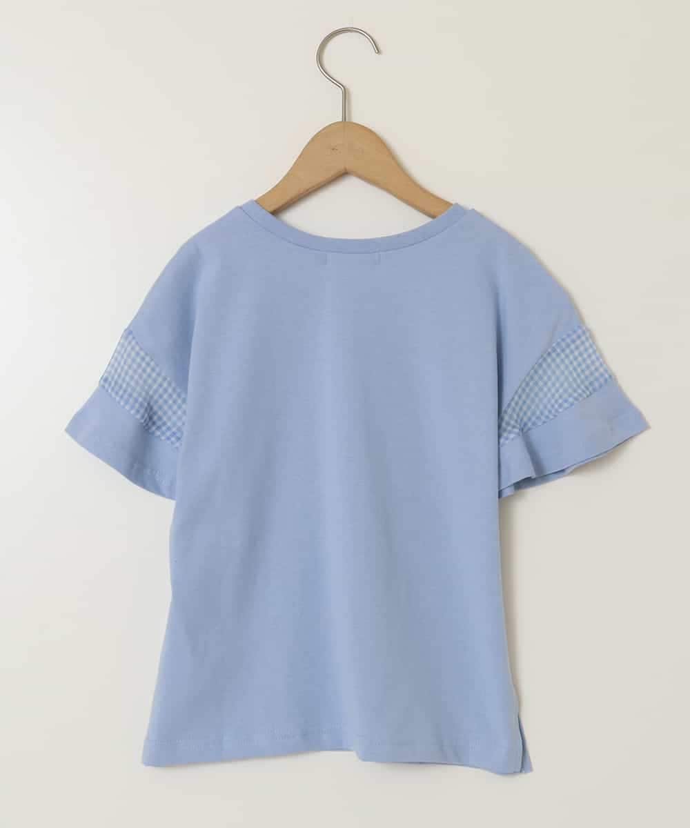KJKGA23016 a.v.v KIDS(アー・ヴェ・ヴェ) [100-130]シアーギンガムキリカエスリーブＴシャツ ライトブルー