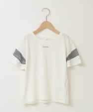 KJKGA23016 a.v.v KIDS(アー・ヴェ・ヴェ) [100-130]シアーギンガムキリカエスリーブＴシャツ ホワイト