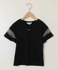 KJKGA23016 a.v.v KIDS(アー・ヴェ・ヴェ) [100-130]シアーギンガムキリカエスリーブＴシャツ ブラック