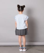 KJKGA24019 a.v.v KIDS(アー・ヴェ・ヴェ) [100-160]【接触冷感】シアーギンガムフレアスリーブＴシャツ ライトブルー