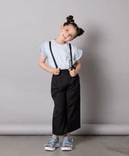 KJKGA24019 a.v.v KIDS(アー・ヴェ・ヴェ) [100-160]【接触冷感】シアーギンガムフレアスリーブＴシャツ ライトブルー
