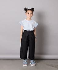 KJKGA24019 a.v.v KIDS(アー・ヴェ・ヴェ) [100-160]【接触冷感】シアーギンガムフレアスリーブＴシャツ ライトブルー