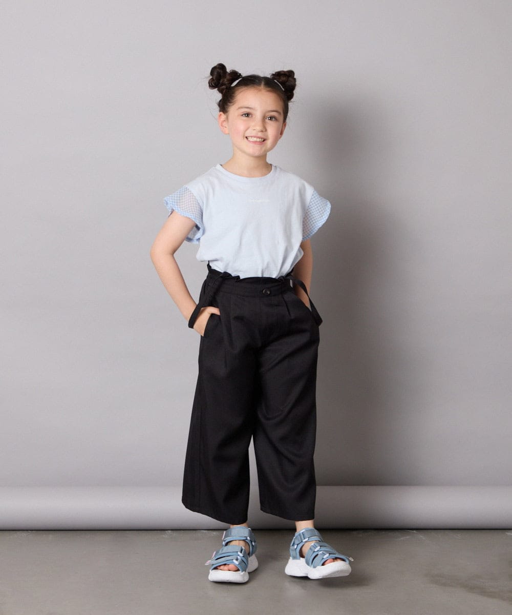 KJKGA24019 a.v.v KIDS(アー・ヴェ・ヴェ) [100-160]【接触冷感】シアーギンガムフレアスリーブＴシャツ ライトブルー