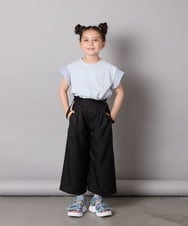KJKGA24019 a.v.v KIDS(アー・ヴェ・ヴェ) [100-160]【接触冷感】シアーギンガムフレアスリーブＴシャツ ライトブルー