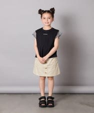 KJKGA24019 a.v.v KIDS(アー・ヴェ・ヴェ) [100-160]【接触冷感】シアーギンガムフレアスリーブＴシャツ ライトブルー