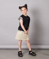 KJKGA24019 a.v.v KIDS(アー・ヴェ・ヴェ) [100-160]【接触冷感】シアーギンガムフレアスリーブＴシャツ ライトブルー
