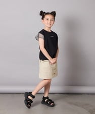 KJKGA24019 a.v.v KIDS(アー・ヴェ・ヴェ) [100-160]【接触冷感】シアーギンガムフレアスリーブＴシャツ ライトブルー