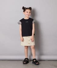KJKGA24019 a.v.v KIDS(アー・ヴェ・ヴェ) [100-160]【接触冷感】シアーギンガムフレアスリーブＴシャツ ライトブルー
