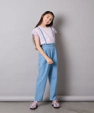 KJKGA24019 a.v.v KIDS(アー・ヴェ・ヴェ) [100-160]【接触冷感】シアーギンガムフレアスリーブＴシャツ ライトブルー