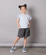 KJKGA24019 a.v.v KIDS(アー・ヴェ・ヴェ) [100-160]【接触冷感】シアーギンガムフレアスリーブＴシャツ ライトブルー