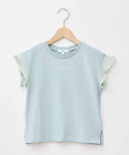 KJKGA24019 a.v.v KIDS [100-160]【接触冷感】シアーギンガムフレアスリーブＴシャツ