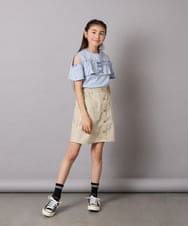 KJKGA51024 a.v.v KIDS(アー・ヴェ・ヴェ) [100-130]フリルオフショルTシャツ ラベンダー