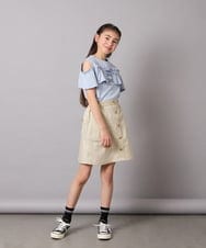 KJKGA51024 a.v.v KIDS(アー・ヴェ・ヴェ) [100-130]フリルオフショルTシャツ ラベンダー