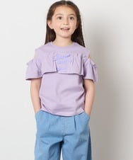 KJKGA51024 a.v.v KIDS(アー・ヴェ・ヴェ) [100-130]フリルオフショルTシャツ ラベンダー