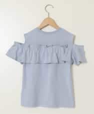 KJKGA51024 a.v.v KIDS(アー・ヴェ・ヴェ) [100-130]フリルオフショルTシャツ ライトブルー