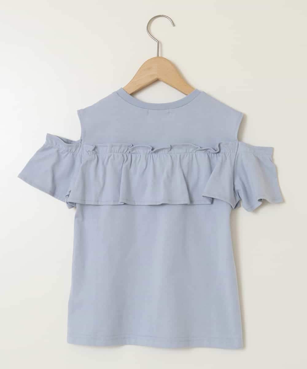 KJKGA51024 a.v.v KIDS(アー・ヴェ・ヴェ) [100-130]フリルオフショルTシャツ ライトブルー