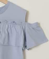 KJKGA51024 a.v.v KIDS(アー・ヴェ・ヴェ) [100-130]フリルオフショルTシャツ ライトブルー
