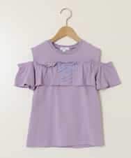 KJKGA51024 a.v.v KIDS(アー・ヴェ・ヴェ) [100-130]フリルオフショルTシャツ ラベンダー