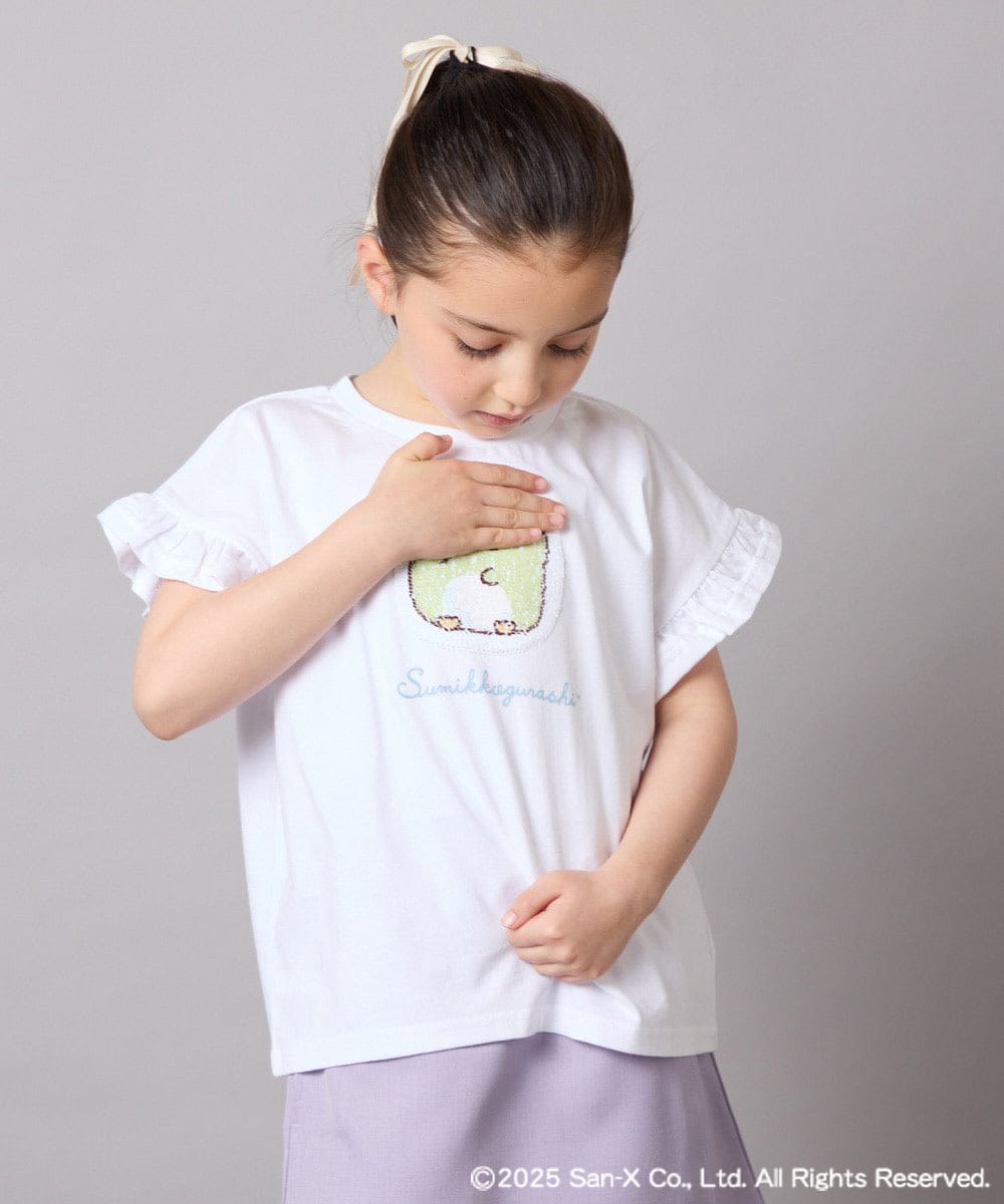 KJKGA80034 a.v.v KIDS(アー・ヴェ・ヴェ) [100-140]すみっコぐらしスパンコールTシャツ ピンク