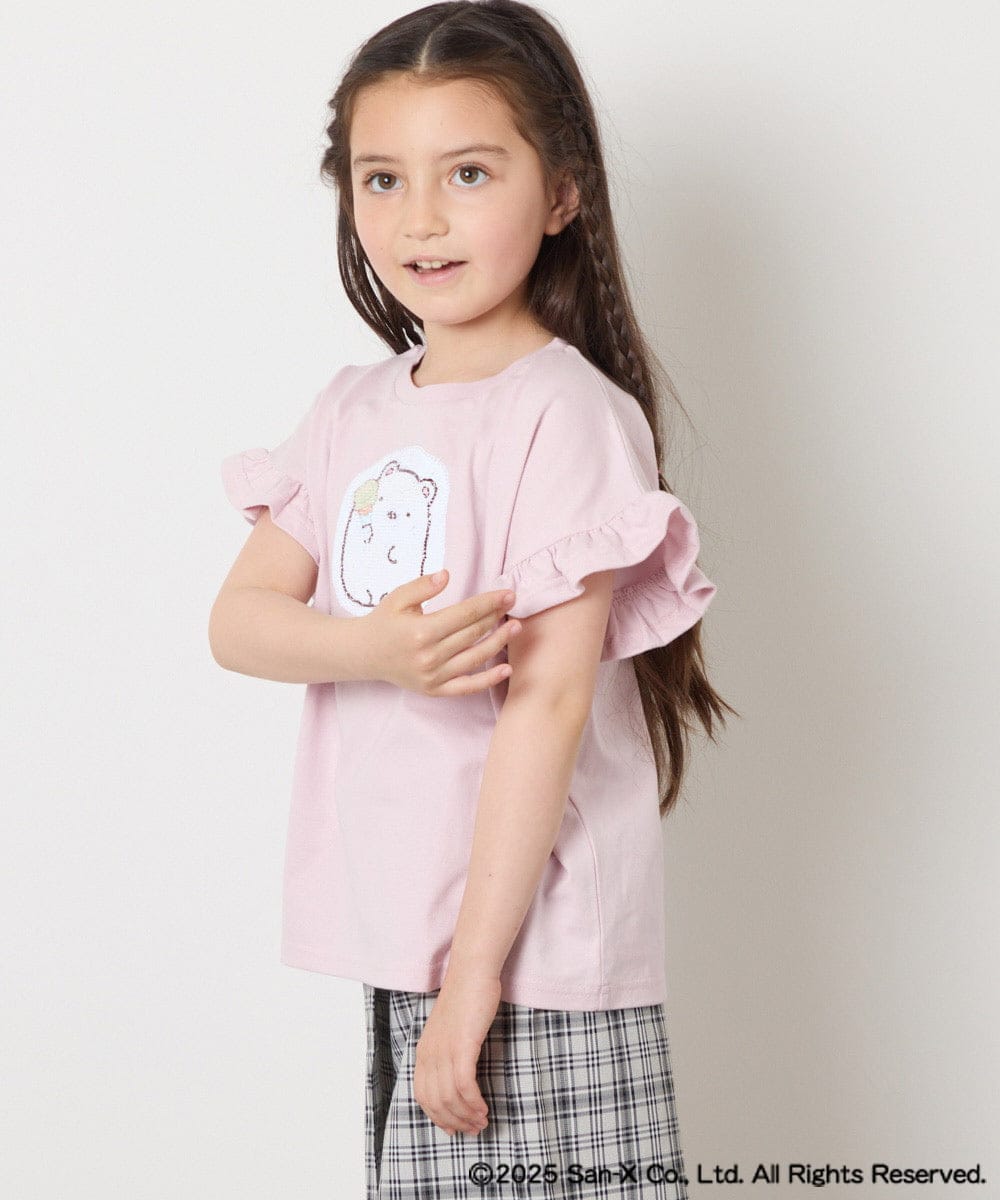 KJKGA80034 a.v.v KIDS(アー・ヴェ・ヴェ) [100-140]すみっコぐらしスパンコールTシャツ ピンク