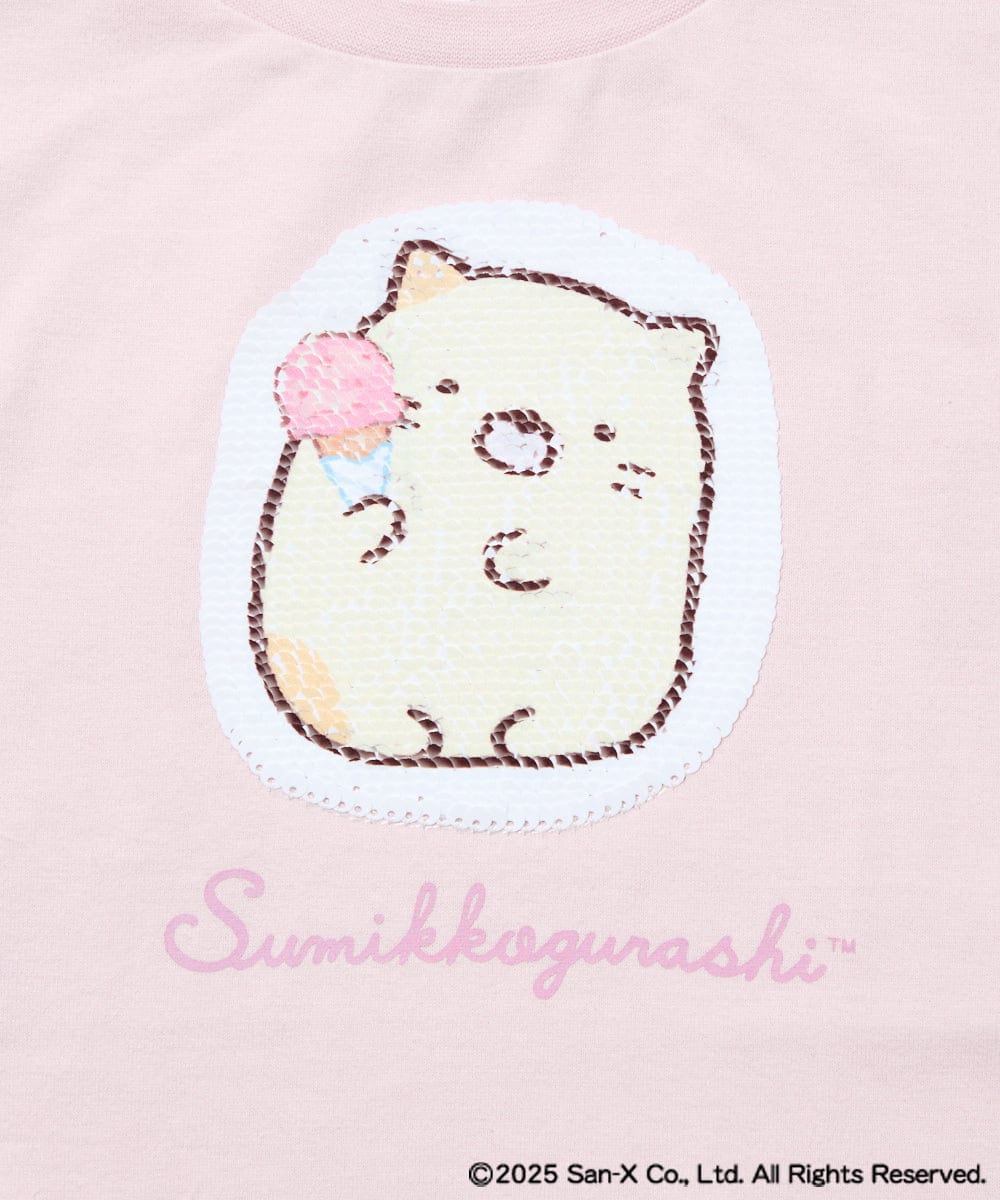 KJKGA80034 a.v.v KIDS(アー・ヴェ・ヴェ) [100-140]すみっコぐらしスパンコールTシャツ ピンク