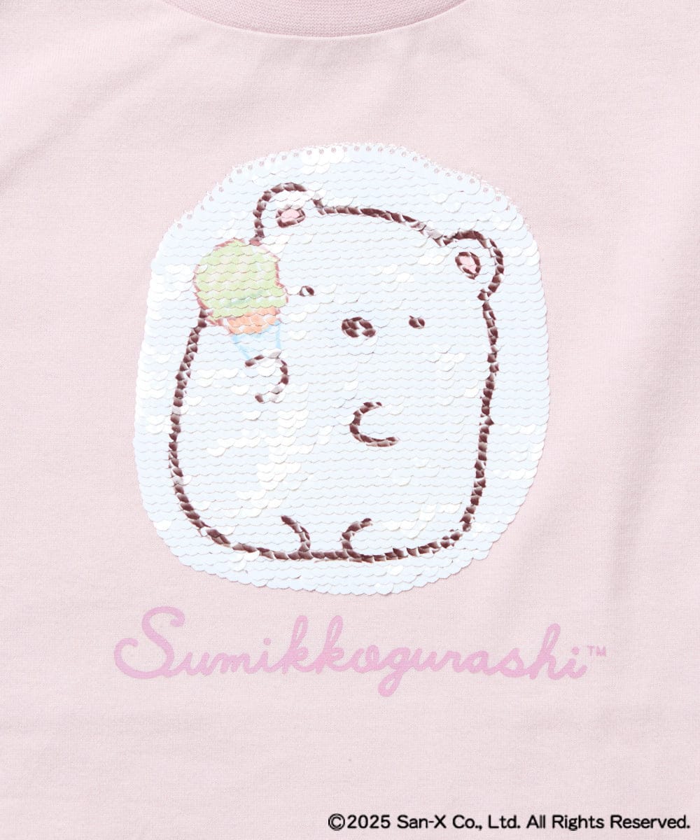 KJKGA80034 a.v.v KIDS(アー・ヴェ・ヴェ) [100-140]すみっコぐらしスパンコールTシャツ ピンク