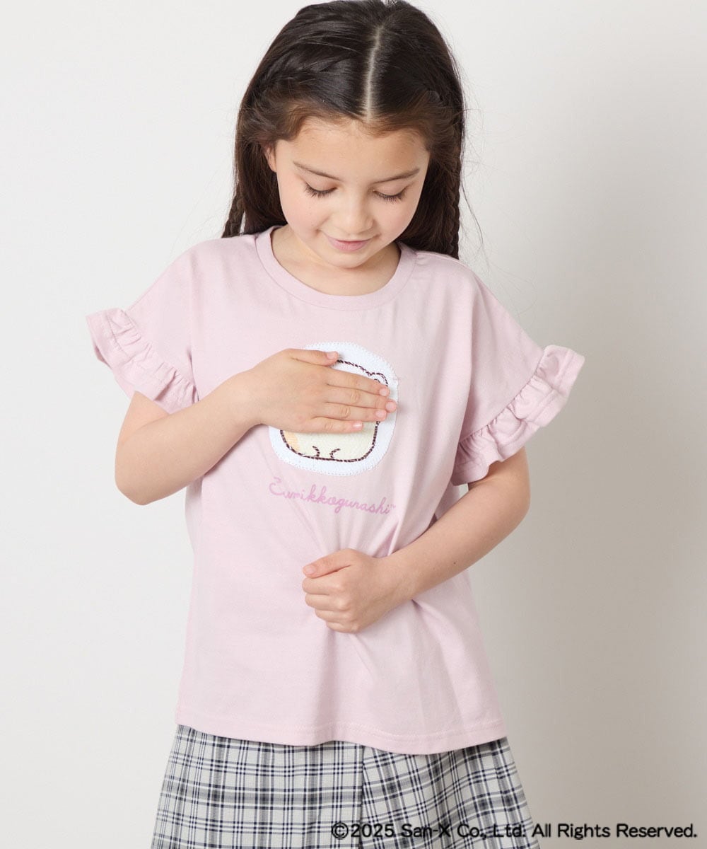KJKGA80034 a.v.v KIDS(アー・ヴェ・ヴェ) [100-140]すみっコぐらしスパンコールTシャツ ピンク