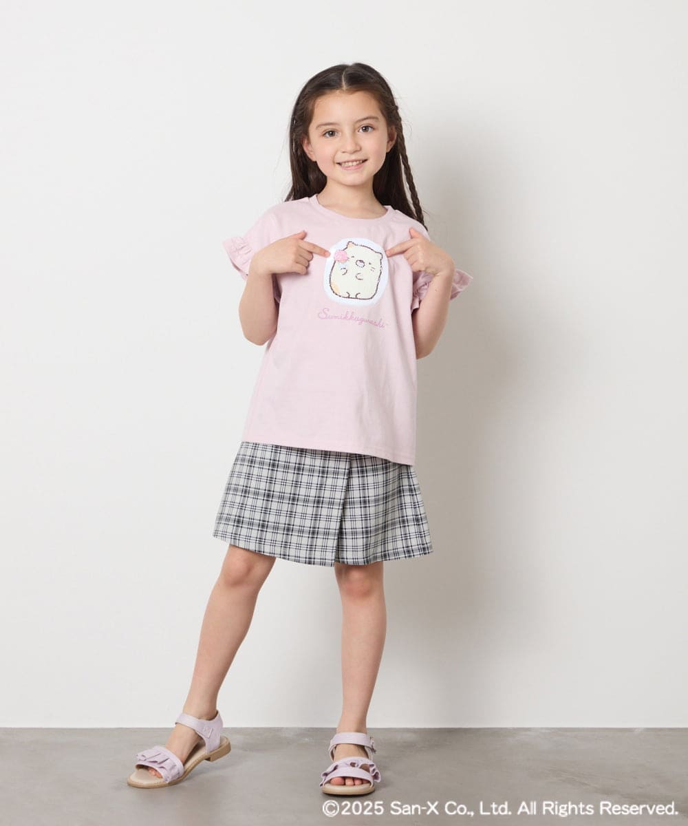 KJKGA80034 a.v.v KIDS(アー・ヴェ・ヴェ) [100-140]すみっコぐらしスパンコールTシャツ ピンク