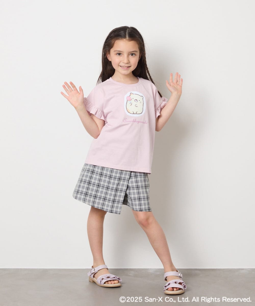 KJKGA80034 a.v.v KIDS(アー・ヴェ・ヴェ) [100-140]すみっコぐらしスパンコールTシャツ ピンク