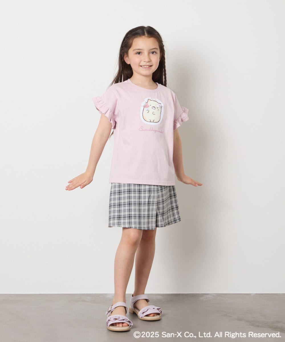 KJKGA80034 a.v.v KIDS(アー・ヴェ・ヴェ) [100-140]すみっコぐらしスパンコールTシャツ ピンク