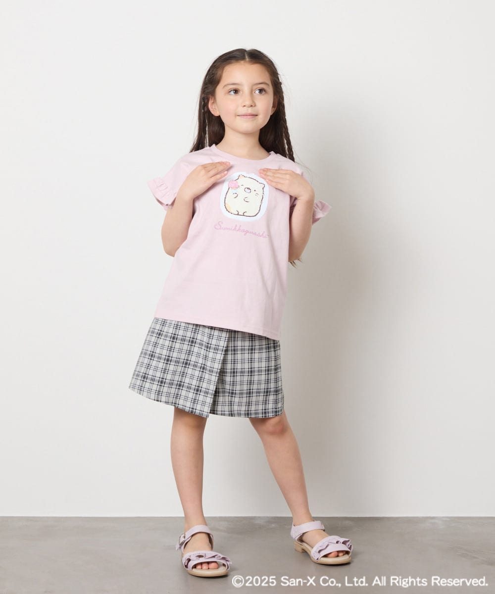 KJKGA80034 a.v.v KIDS(アー・ヴェ・ヴェ) [100-140]すみっコぐらしスパンコールTシャツ ピンク