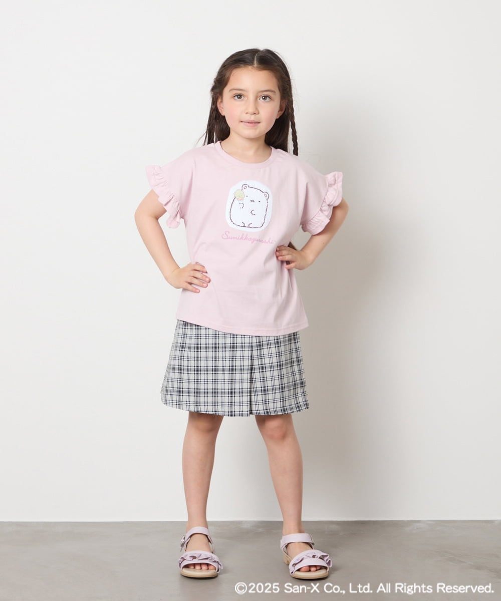 KJKGA80034 a.v.v KIDS(アー・ヴェ・ヴェ) [100-140]すみっコぐらしスパンコールTシャツ ピンク