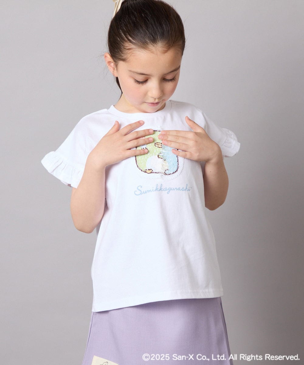 KJKGA80034 a.v.v KIDS(アー・ヴェ・ヴェ) [100-140]すみっコぐらしスパンコールTシャツ ピンク