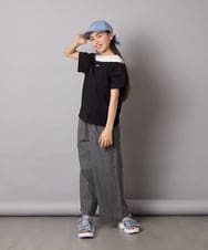 KJKGB03029 a.v.v KIDS(アー・ヴェ・ヴェ) [140-150]オフショルレイヤードロゴTシャツ ブラック