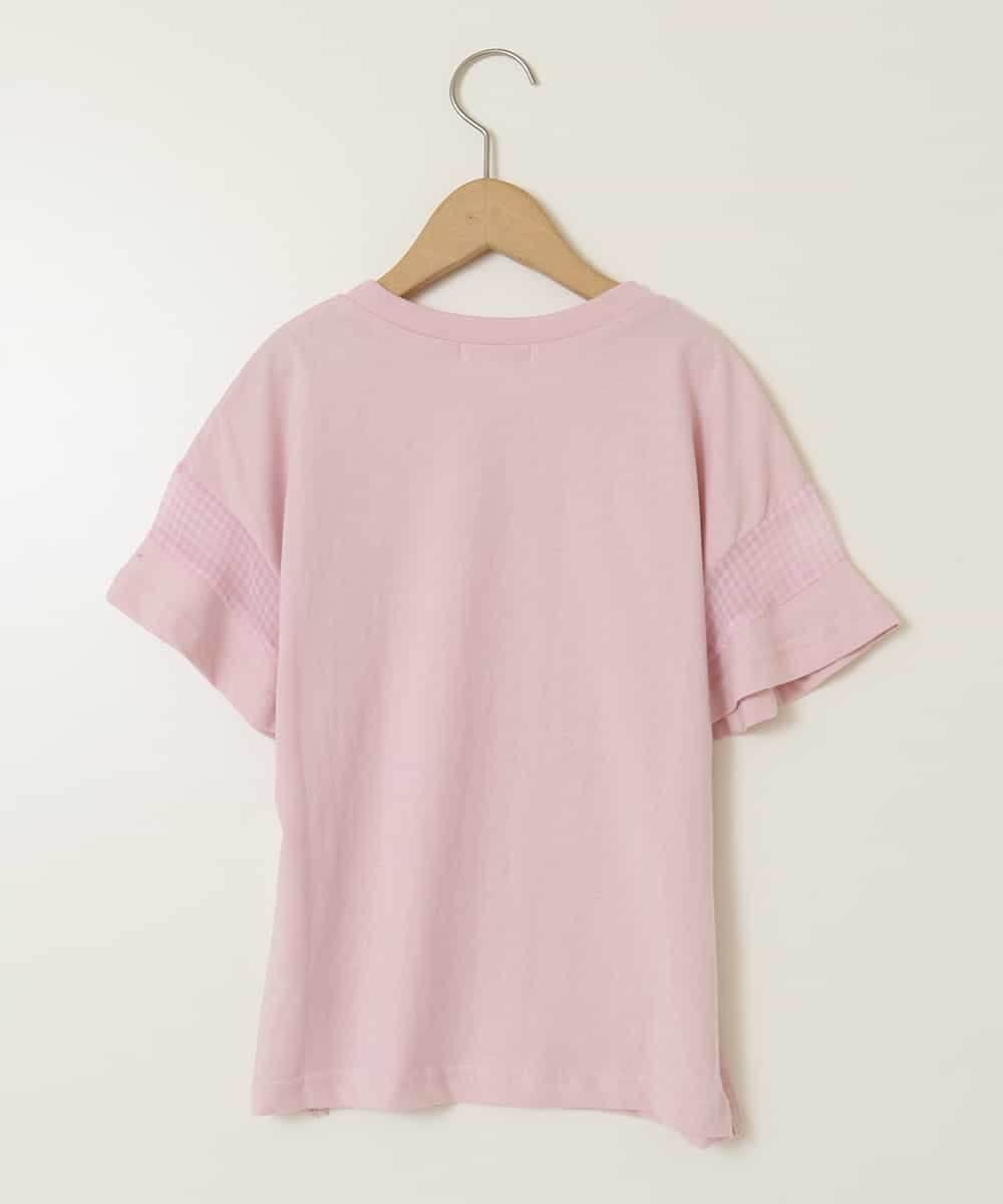 KJKGB23019 a.v.v KIDS(アー・ヴェ・ヴェ) [140-150]シアーギンガムキリカエスリーブＴシャツ ピンク