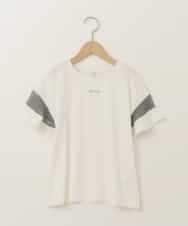 KJKGB23019 a.v.v KIDS(アー・ヴェ・ヴェ) [140-150]シアーギンガムキリカエスリーブＴシャツ ホワイト