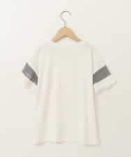 KJKGB23019 a.v.v KIDS(アー・ヴェ・ヴェ) [140-150]シアーギンガムキリカエスリーブＴシャツ ホワイト