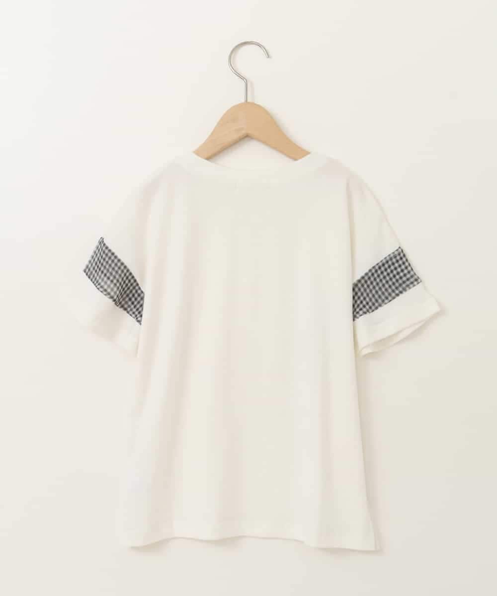 KJKGB23019 a.v.v KIDS(アー・ヴェ・ヴェ) [140-150]シアーギンガムキリカエスリーブＴシャツ ホワイト