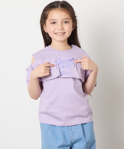 KJKGB51029 a.v.v KIDS [140-150]フリルオフショルTシャツ