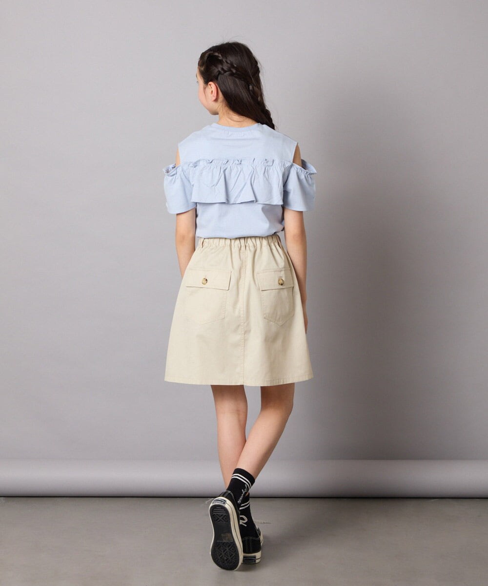 KJKGB51029 a.v.v KIDS(アー・ヴェ・ヴェ) [140-150]フリルオフショルTシャツ ラベンダー