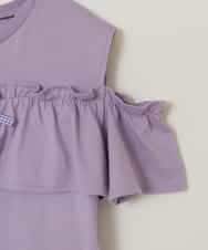 KJKGB51029 a.v.v KIDS(アー・ヴェ・ヴェ) [140-150]フリルオフショルTシャツ ラベンダー