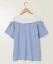 KJKGC03034 a.v.v KIDS(アー・ヴェ・ヴェ) [160]オフショルレイヤードロゴTシャツ ライトブルー