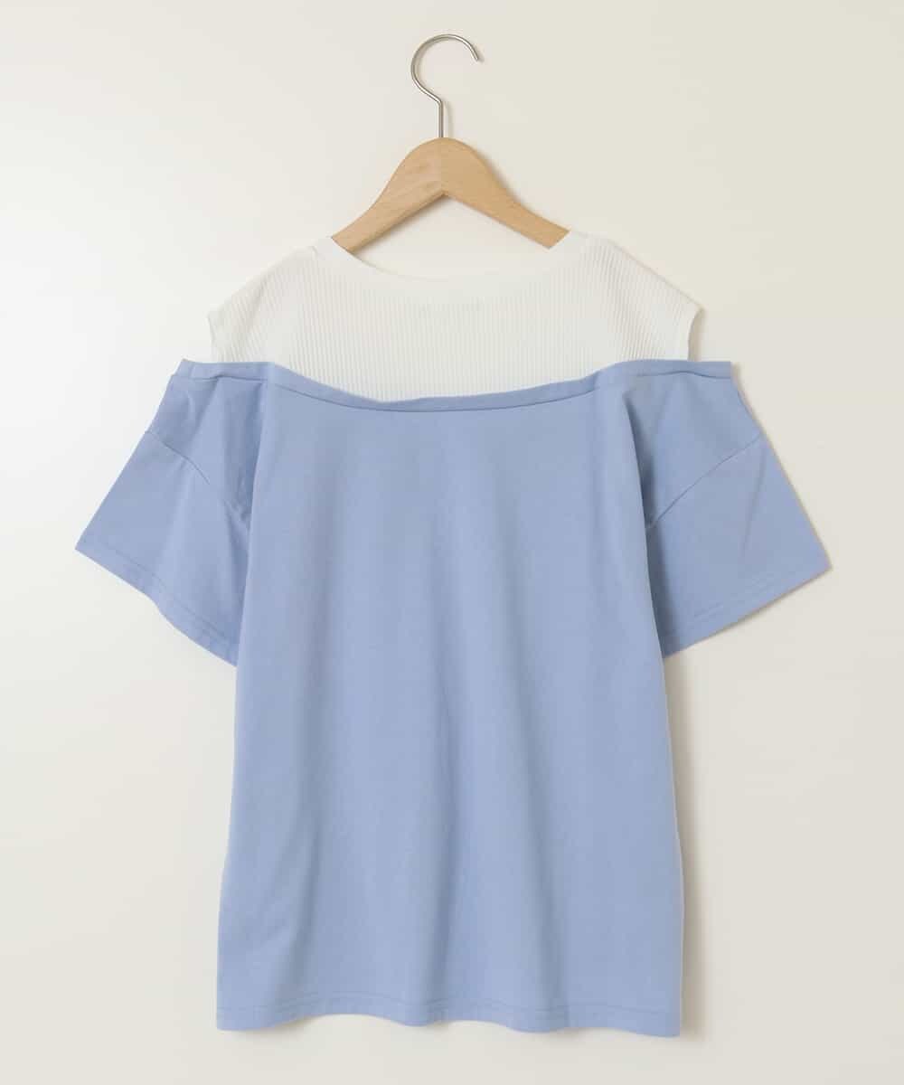 KJKGC03034 a.v.v KIDS(アー・ヴェ・ヴェ) [160]オフショルレイヤードロゴTシャツ ライトブルー