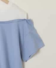 KJKGC03034 a.v.v KIDS(アー・ヴェ・ヴェ) [160]オフショルレイヤードロゴTシャツ ライトブルー
